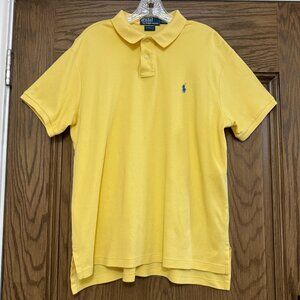Polo Ralph Lauren Yellow Polo Shirt Blue Logo Mens Large